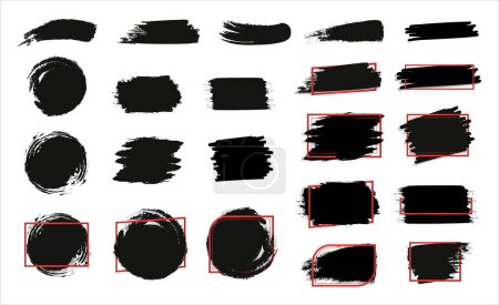 Ilustración de Conjunto de textura negra con marcos para elementos de negocio de texto. Plantillas de ilustración vectorial - Imagen libre de derechos