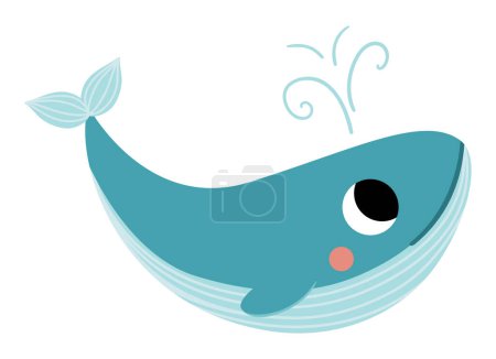 Ilustración de Vector blue whale icon. Endangered species illustration. Cute extinct fish isolated on white background. Funny wild animal illustration for kids. Nature protection concep - Imagen libre de derechos