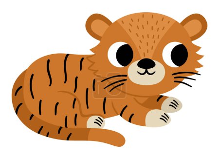 Illustration for Vector Bengal tiger icon. Endangered species illustration. Cute extinct animal isolated on white background. Funny wild animal illustration for kids. Nature protection concep - Royalty Free Image