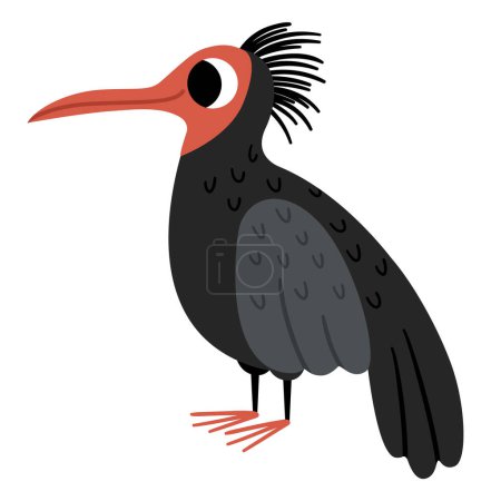 Illustration for Vector forest ibis icon. Endangered species illustration. Cute extinct animal isolated on white background. Funny wild bird illustration for kids. Nature protection concep - Royalty Free Image