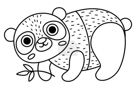 Illustration for Vector black and white panda bear icon. Endangered species line illustration. Cute extinct animal. Funny wild animal illustration for kids. Nature protection concept or coloring pag - Royalty Free Image