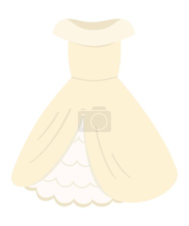 Illustration for Vector bridal dress icon. Bride clothes illustration. Cute just married girl night gown. Wedding ceremony pictur - Royalty Free Image