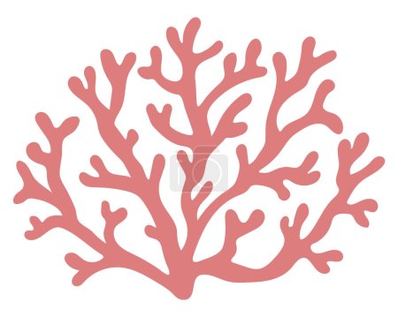 Vector pink coral icon. Under the sea illustration with cute seaweeds. Ocean plant clipart. Cartoon underwater or marine clip art for children isolated on white backgroun