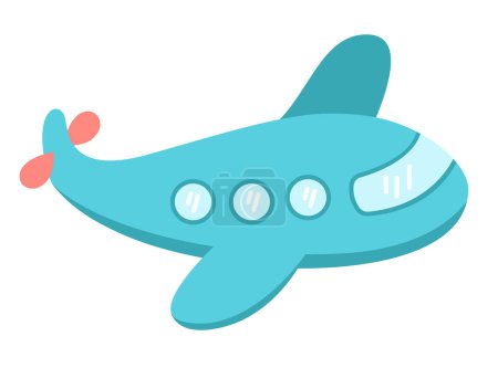 Illustration for Vector blue plane icon. Air transport for kids. Funny transportation clip art for children. Cute airplane vehicle isolated on white backgroun - Royalty Free Image