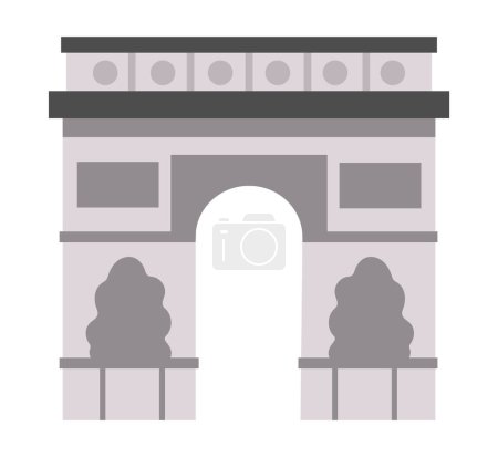 Illustration for Vector triumph arc icon. Paris sight illustration. Traditional France landmark. Historical French flat style place of interest isolated on white backgroun - Royalty Free Image