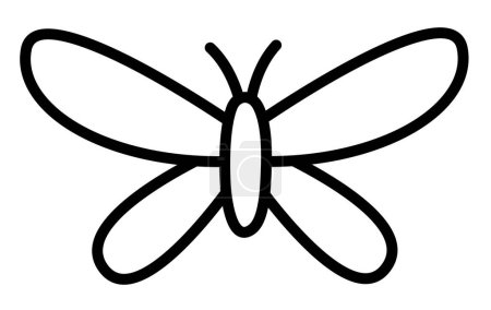 Vector black and white butterfly icon. Funny woodland, forest or garden insect. Cute bug line illustration or coloring page for kids isolated on white backgroun