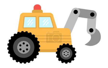 Illustration for Vector truck with aerial platform. Construction site and road work flat icon. Building transportation clipart. Cute special transport, repair service illustration. Yellow elevator with lifting equipmen - Royalty Free Image