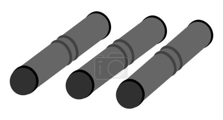 Téléchargez les illustrations : Icône de tuyaux métalliques. Illustration de tubes gris isolés sur fond blanc - en licence libre de droit