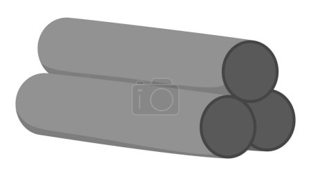 Téléchargez les illustrations : Tuyaux en métal pile icône. Illustration de tubes gris isolés sur fond blanc - en licence libre de droit