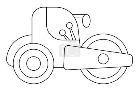 Vector black and white roller car. Construction site, road work flat icon. Building transportation clipart. Cute special transport illustration. Road rolling tractor coloring page for kid