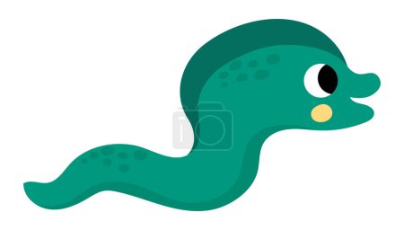 Vector green morey eel icon. Under the sea illustration with cute funny ocean animal. Cartoon underwater or marine murrain clipart for children isolated on white backgroun