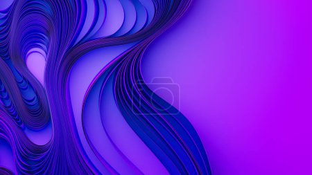 Couches violettes de tissu ou de papier gaufrage. Torsion abstraite du tissu. Illustration de rendu 3D.