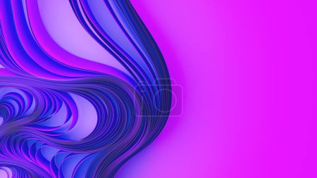 Couches violettes de tissu ou de papier gaufrage. Torsion abstraite du tissu. Illustration de rendu 3D.
