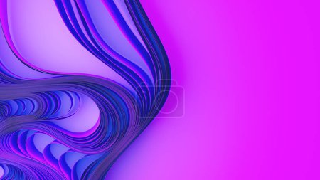 Violet layers of cloth or paper warping. Abstract fabric twist. 3d render illustration.