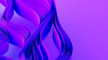 Capas violetas de tela o deformación de papel. Giro abstracto de la tela. ilustración de renderizado 3d.