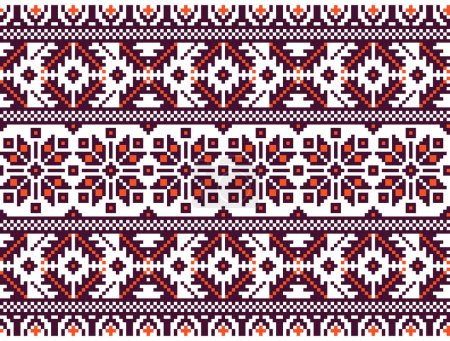 Illustration for Vector illustration of Ukrainian folk seamless pattern ornament. Ethnic ornament. Border element. Traditional Ukrainian, folk art knitted embroidery pattern - Vyshyvanka. - Royalty Free Image