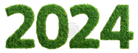 Foto de 2024 es un buen año para el crecimiento de las empresas medioambientales. Hierba creciendo en la forma del año 2024. - Imagen libre de derechos
