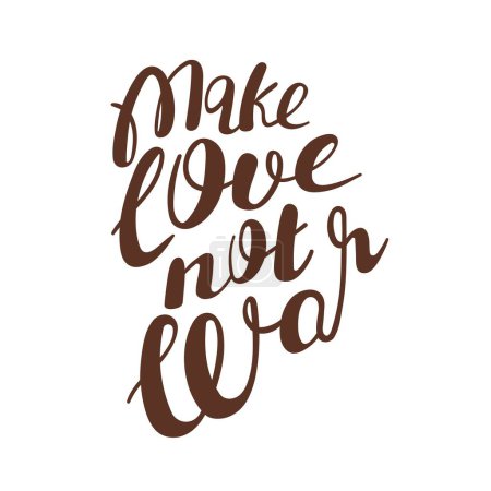 Illustration for Typography phrase Make love not war. Motivation quote isolated on white background. Vector positive illustration for peace, hippy, pacifism concept. - Royalty Free Image