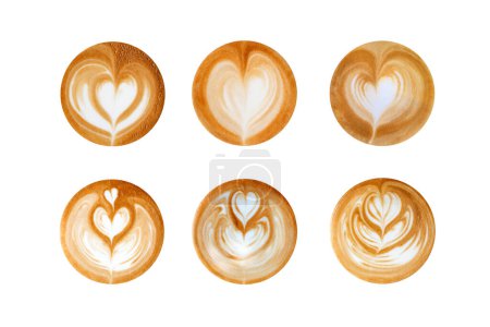 Foto de Latte arte corazón formas sobre fondo blanco - Imagen libre de derechos