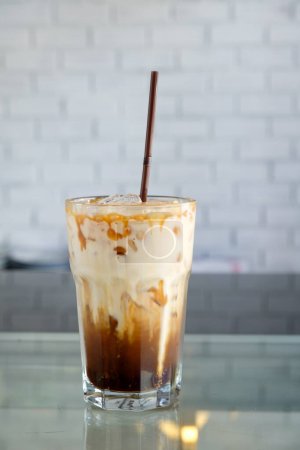 Photo for Iced coffee latte in cup - Royalty Free Image