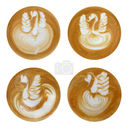 Photo for Latte art swan shapes on white background - Royalty Free Image