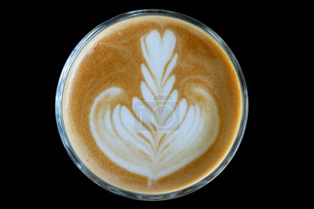 Téléchargez les photos : Top vue latte art café - en image libre de droit
