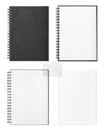 Foto de Cuaderno o bloc de notas en blanco con papel de línea sobre fondo de madera - Imagen libre de derechos