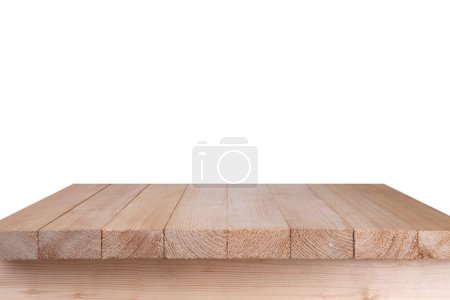 Foto de Tablero de madera sobre fondo blanco - se puede utilizar para montar o mostrar sus productos - Imagen libre de derechos