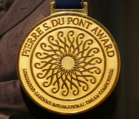 Photo for Kenneth Square, Pennsylvania, U.S.A - October 7, 2023 - Close up of the Pierre S du Pont First Prize gold medal - Royalty Free Image