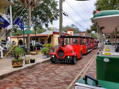 Photo for St Augustine, Florida, U.S - November 18, 2023 - The Ripley's Sightseeing Train moving on the street - Royalty Free Image