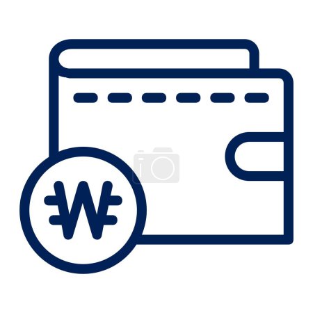 Illustration for Wallet Icon with Korean Won Symbol - Royalty Free Image