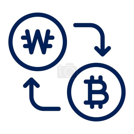 Ilustración de Korean Won Exchange to Cyptocurrency Icon - Imagen libre de derechos