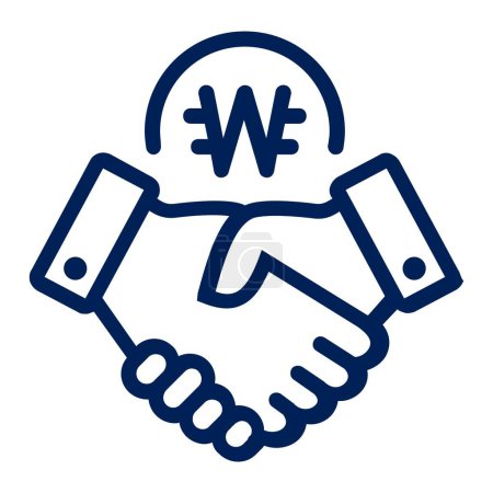 Illustration for Korean Won Business Deal handshake Icon - Royalty Free Image