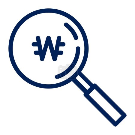 Illustration for Search or Find Korean Won Investment Icon - Royalty Free Image