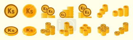 Ilustración de Burmese Kyat Coin Icon Set - Imagen libre de derechos