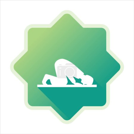 Illustration for Prostrate in Islamic Prayer Icon - Royalty Free Image