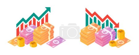 Boliviano and Venezuelan Bolivar Money Fluctuation Illustrations