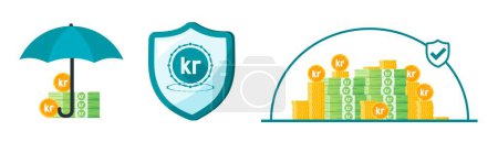 Krona or Krone Money Safe and Secure Illustration