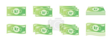 Krona or Krone Banknote Icon Set