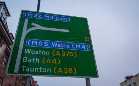 Foto de Weston, Bath, Taunton directions on a sign board - Imagen libre de derechos