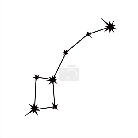 Illustration for Little Dipper constellation simple doodle vector illustration, Ursa major and Minor astronomy symbol design element, stars connected with lines for kids goods, poster, card, invitation - Royalty Free Image