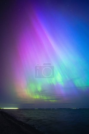 Northern Lights over Baltic Sea in Germany. High quality photo