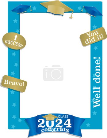 Class of 2024 graduation selfie frame in turquoise. Photobooth Design
