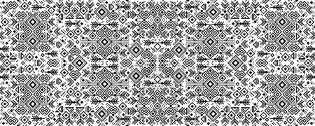 Illustration for Vector tribal cover background, decorative aztec seamless, geometric ethnic backdrop. Black and white art decoration illustration - Royalty Free Image