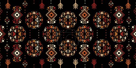 Téléchargez les illustrations : Tribal ethnique motif rayé sans couture dans le style aztèque. Ornement folklorique géométrique Ikat. Indien, Tsigane, Mexicain, Scandinave, modèle folklorique. - en licence libre de droit