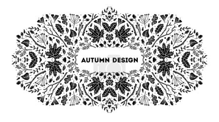 Vector leaves cover template, decorative wedding border. White and black art decoration shape. Luxury style banner with space for text. Elegant decoration for cosmetics, vine, perfume, health products Poster 651852264