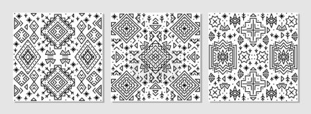 Illustration for Tribal ethnic seamless pattern in Aztec style. Ikat geometric folklore ornament. Indian, Gypsy, Mexican, Scandinavian, folk patterns. Unique background made in boho style. African textile print. - Royalty Free Image