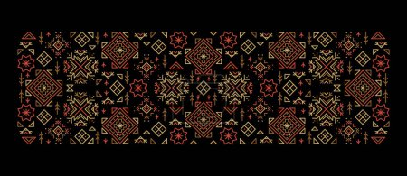 Téléchargez les illustrations : Fond aztèque abstrait à la mode. Modèles de couverture, bordures africaines décoratives, cadres ethniques géométriques. Impression mode pour textile, tissu. Modèle de ligne tribale. Modèles carrés - en licence libre de droit