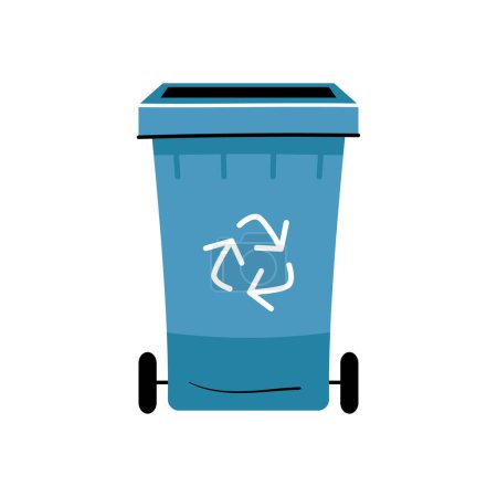 Illustration for Container or recycle bins for paper, plastic, glass and general trash. Concept of separate garbage collection. Dumpsters of different colors isolated on white background. Flat vector illustration - Royalty Free Image