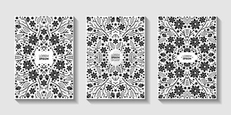 Illustration for Luxury abstract backgrounds, save the date floral invitations, vintage frames. Merry Christmas sketch winter floral design templates for xmas products. Use for package, branding, poster, brochure, - Royalty Free Image